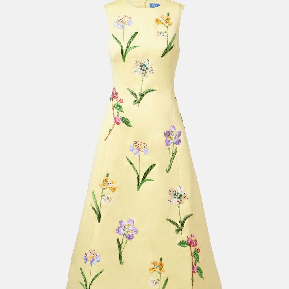 Leo Lin Cleo Beaded Floral Midi Dress